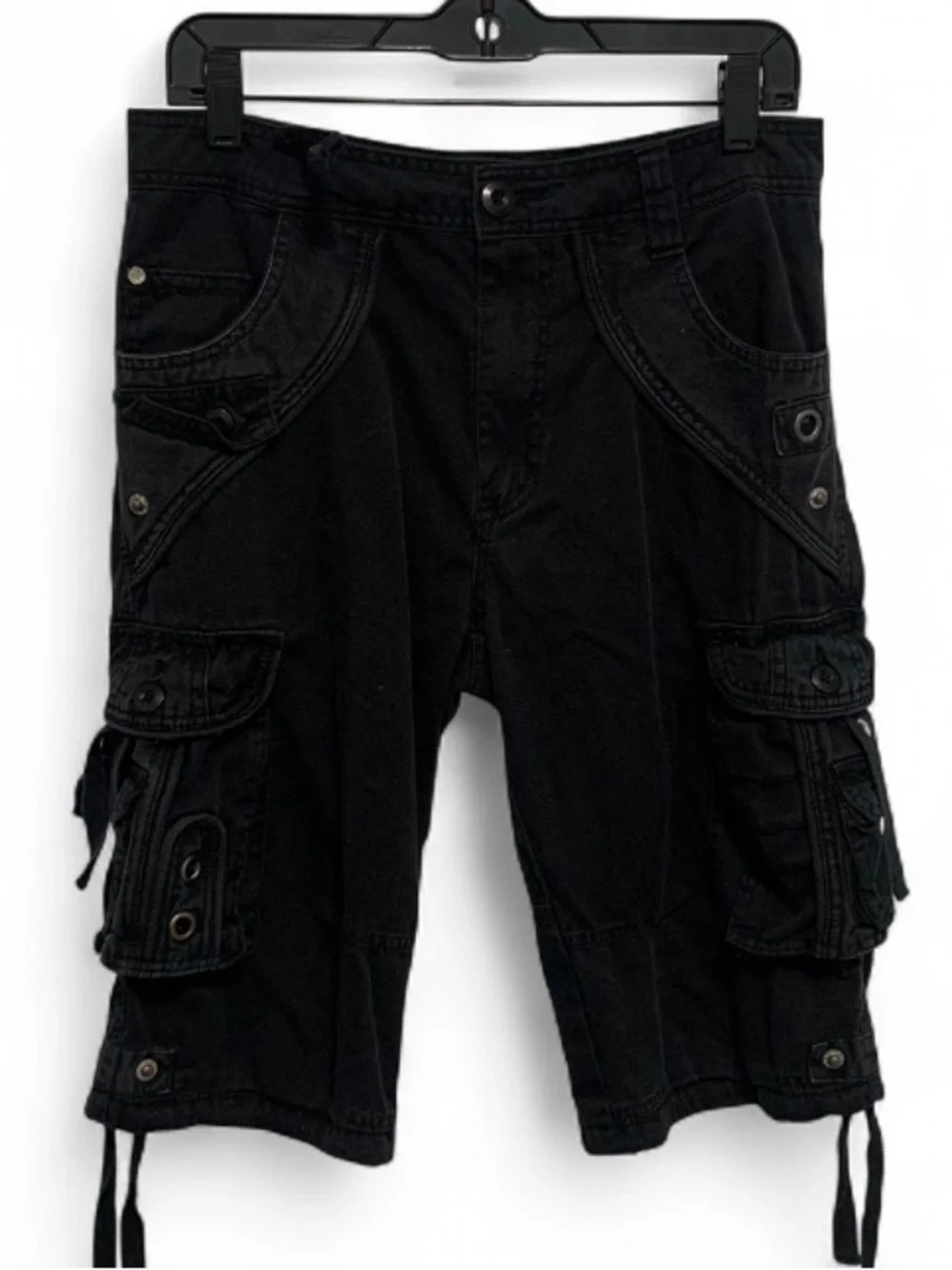 Y2K Request Jeans Black Cargo Utility Goth Shorts
